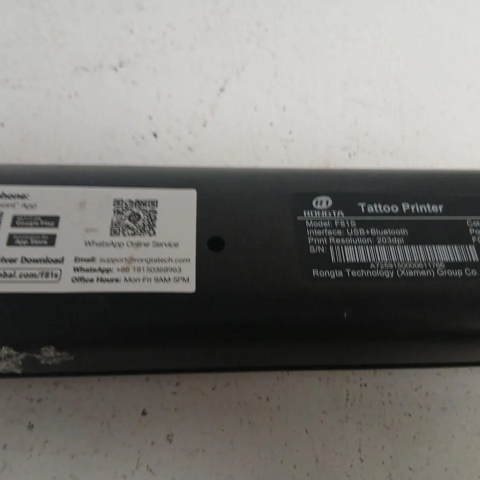 RONGTA TATTOO PRINTER – BLACK HANDHELD DEVICE