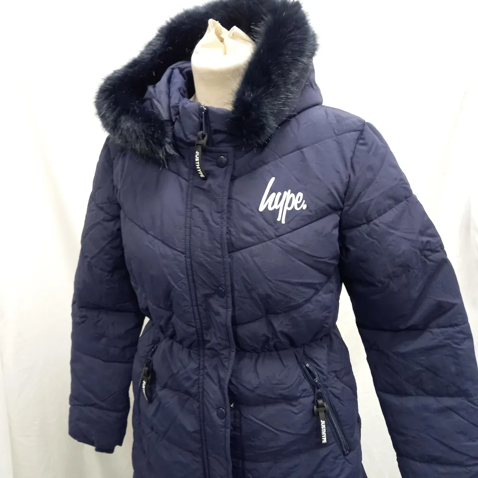 HYPE NAVY FITTED KIDS PARKA JACKET - 15YRS
