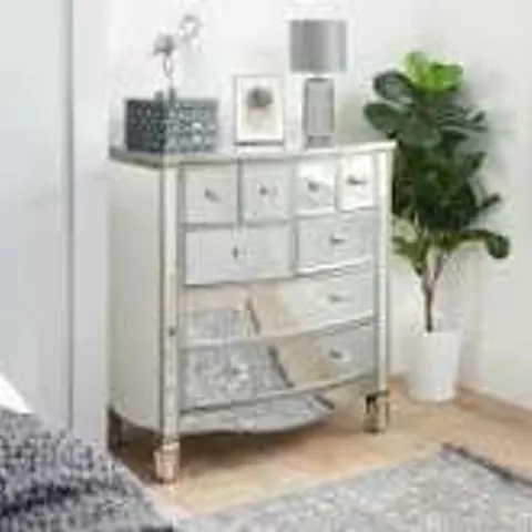 BOXED BIRLEA ELYSEE 8 DRAWER MIRRORED MERCHANT CHEST OF DRAWERS