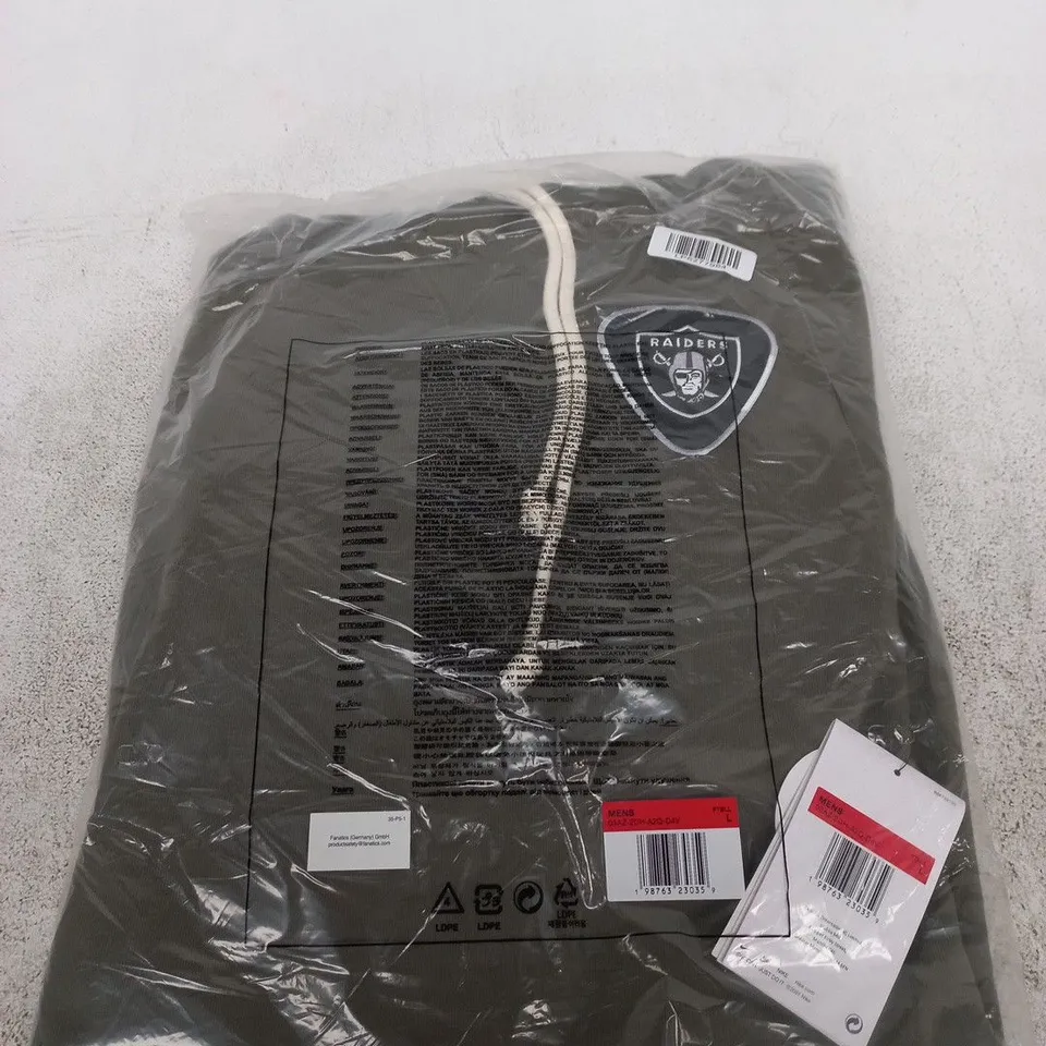MEN'S RAIDERS HOODIE – BLACK/GREY - SIZE LARGE