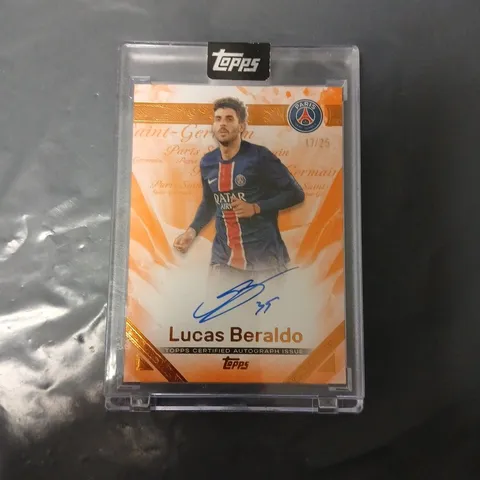 LUCAS BERALDO PSG TOPPS CERTIFIED AUTOGRAPH CARD 17/25 – PARIS SAINT-GERMAIN DEFENDER