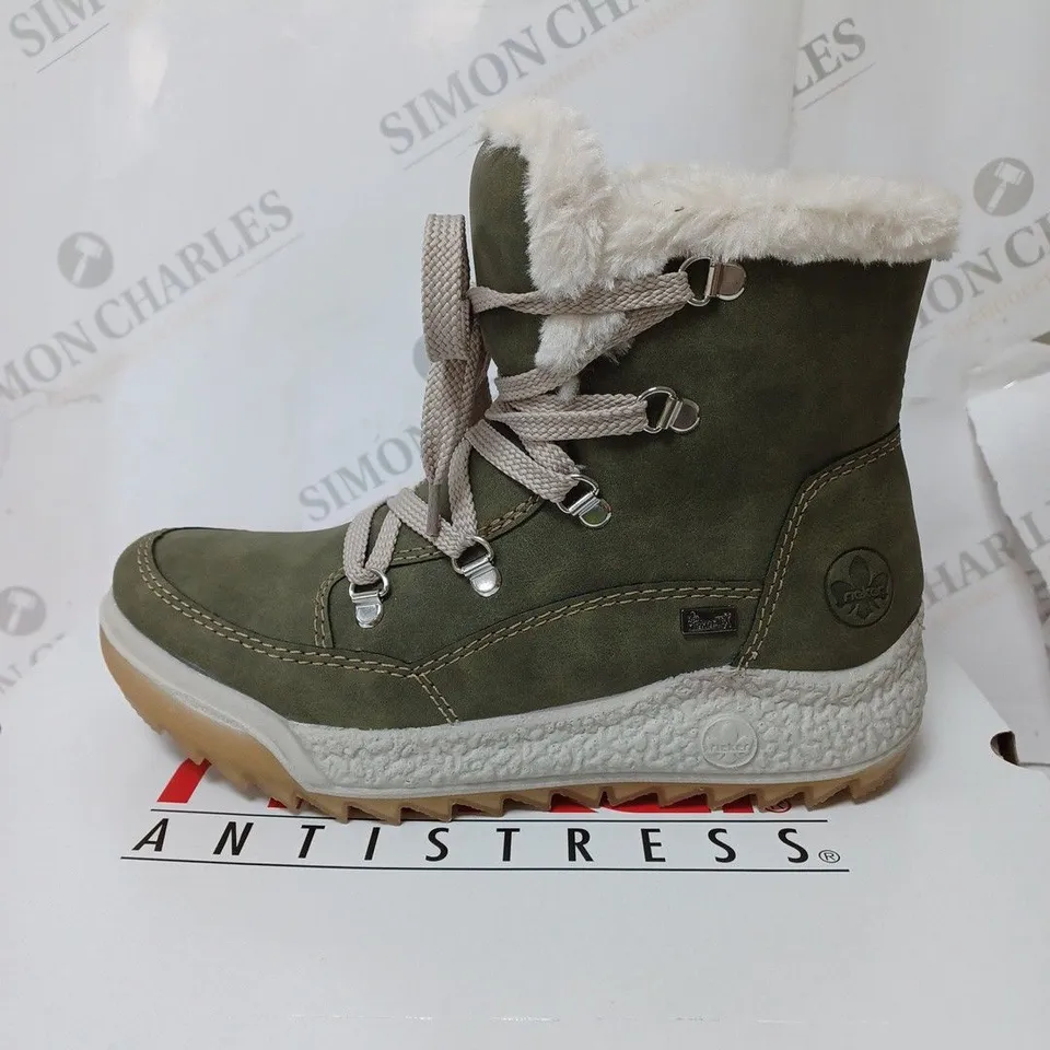 BOXED RIEKER ANTISTRESS WARM HIKING BOOTS, KHAKI - SIZE 4
