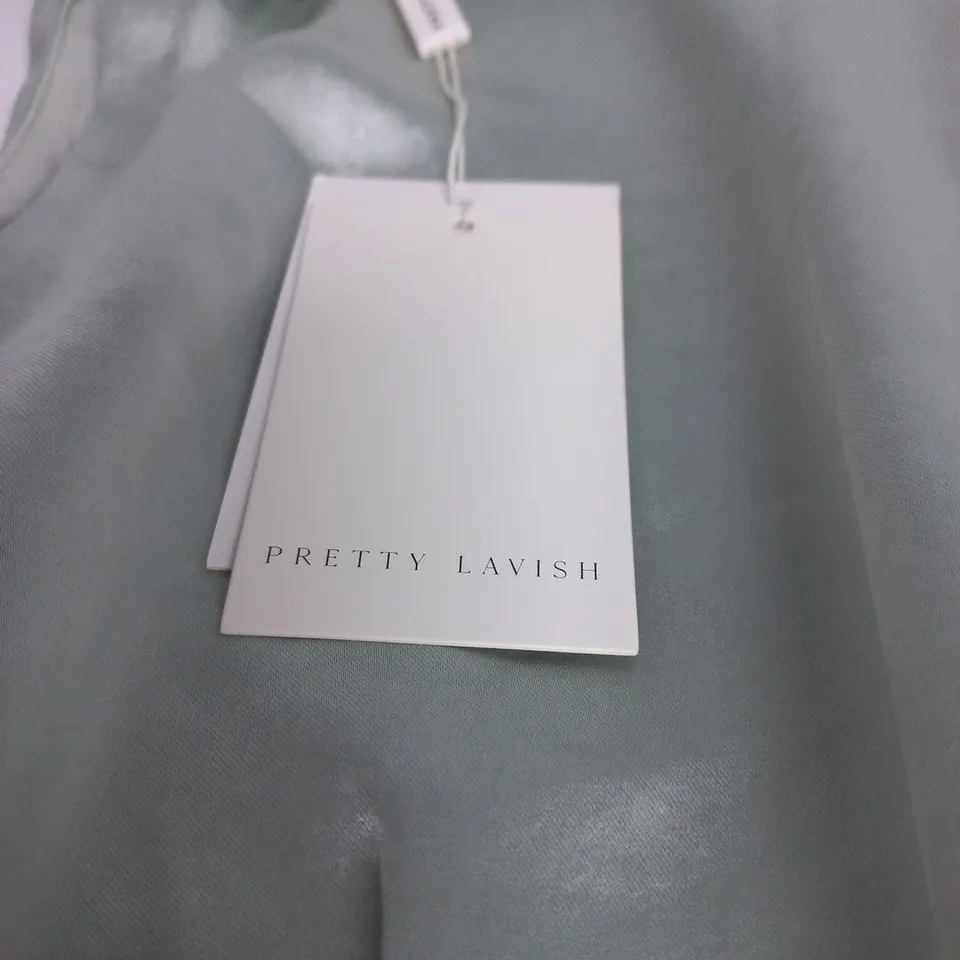 PRETTY LAVISH FARRAH MAXI BRIDESMAID DRESS - SAGE, UK 12