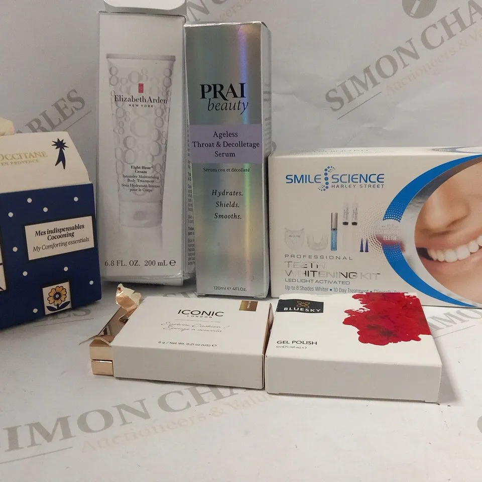 APPROXIMATELY 10 ASSORTED HEALTH AND BEAUTY PRODUCTS TO INCLUDE; ELIZABETH ARDEN, L'OCCITANE, SMILE SCIENCE, ICONIC AND BLUESKY