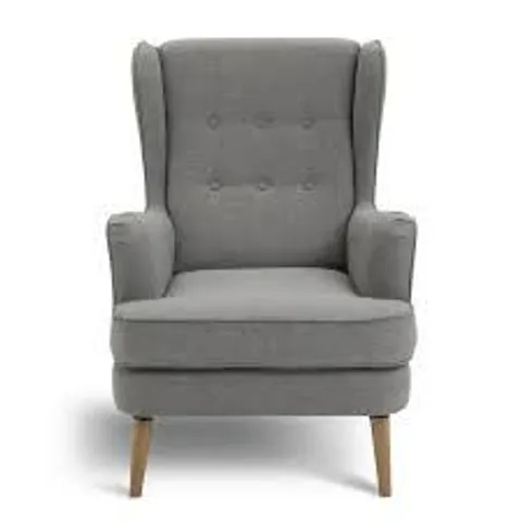 BOXED HABITAT CALLIE SELF ASSEMBLY FABRIC WINGBACK CHAIR - GREY