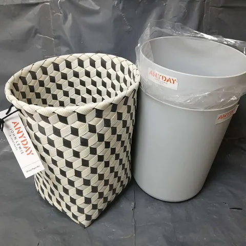 JOHN LEWIS ANYDAY POLYRATTAN WASTE PAPER BIN WITH 2 PLASTIC BINS IN GREY