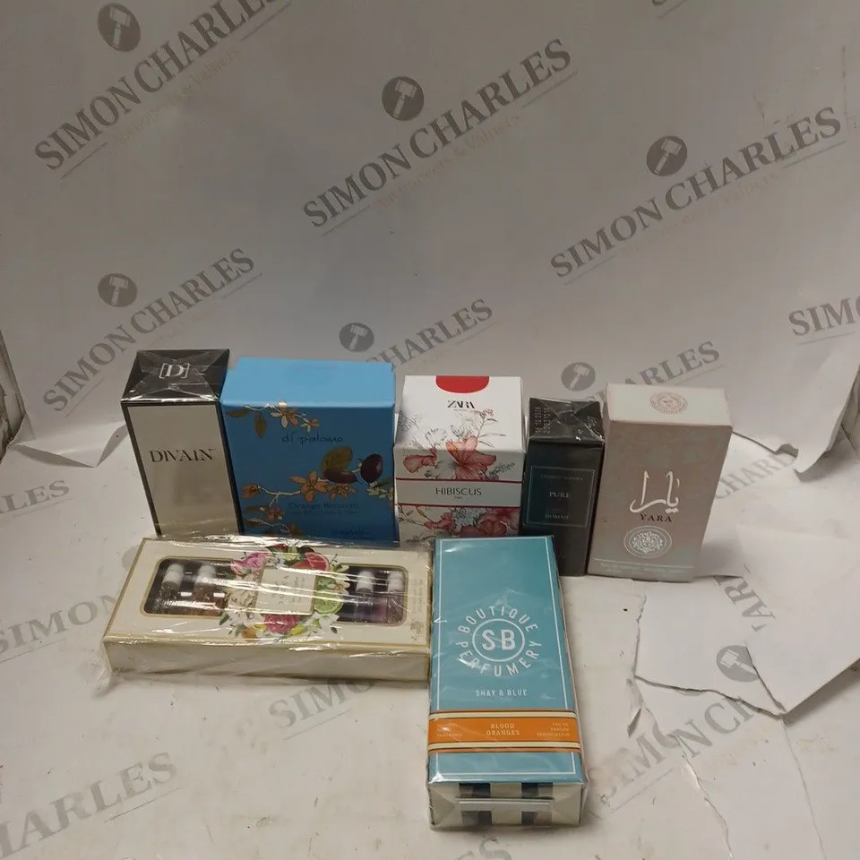 BOX OF APPROXIMATELY 15 ASSORTED FRAGRANCES TO INCLUDE ZARA, DI PALOMO AND DIVAIN