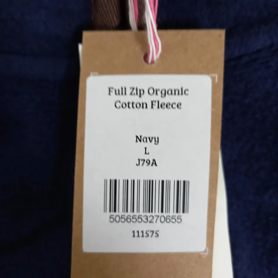WOOLOVERS FULL ZIP ORGANIC COTTON FLEECE IN NAVY - L