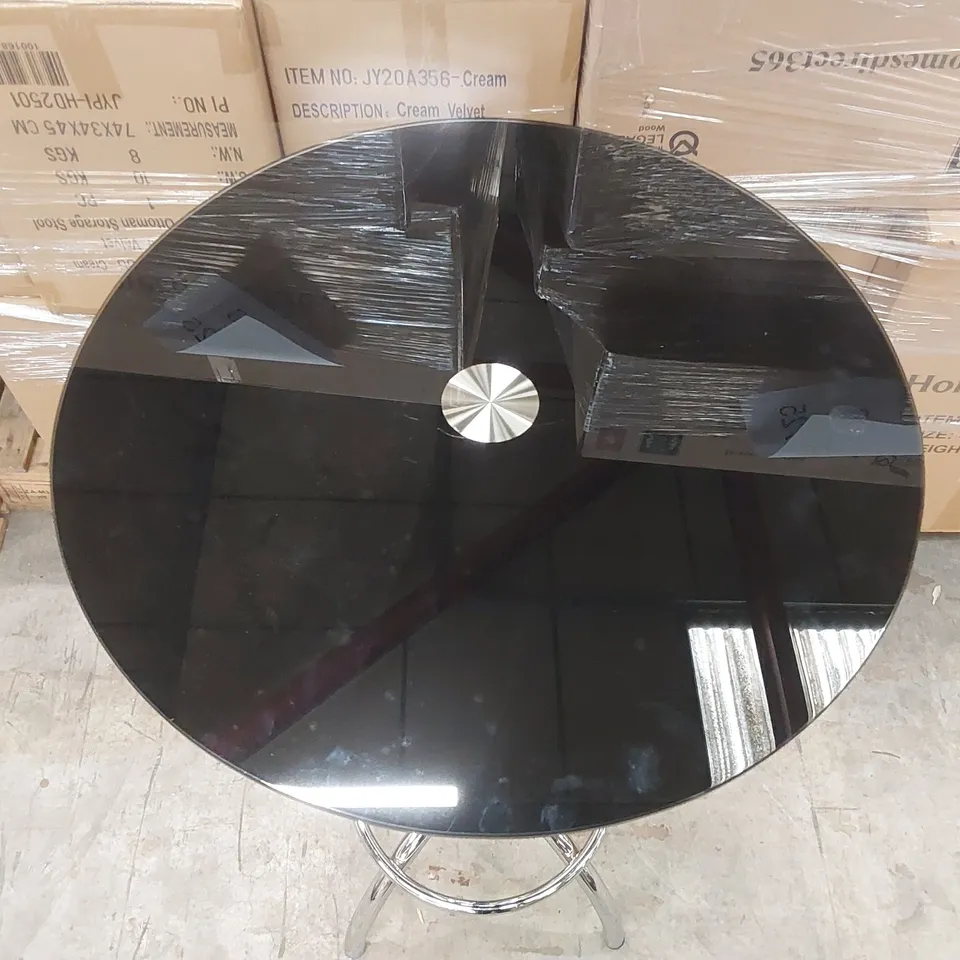 DESIGNER GLASS TOP BAR TABLE WITH CHROME METAL BASE