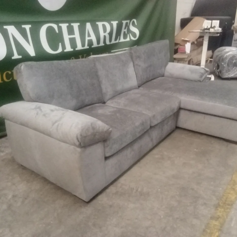 SALERNO STANDARD SEATER FABRIC RIGHT HAND CORNER CHAISE SOFA - GREY RRP £999