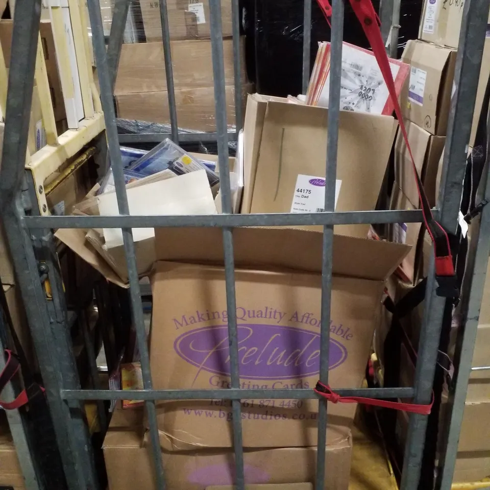 CAGE CONTAINING LARGE QUANTITY OF ASSORTED GREETINGS CARDS