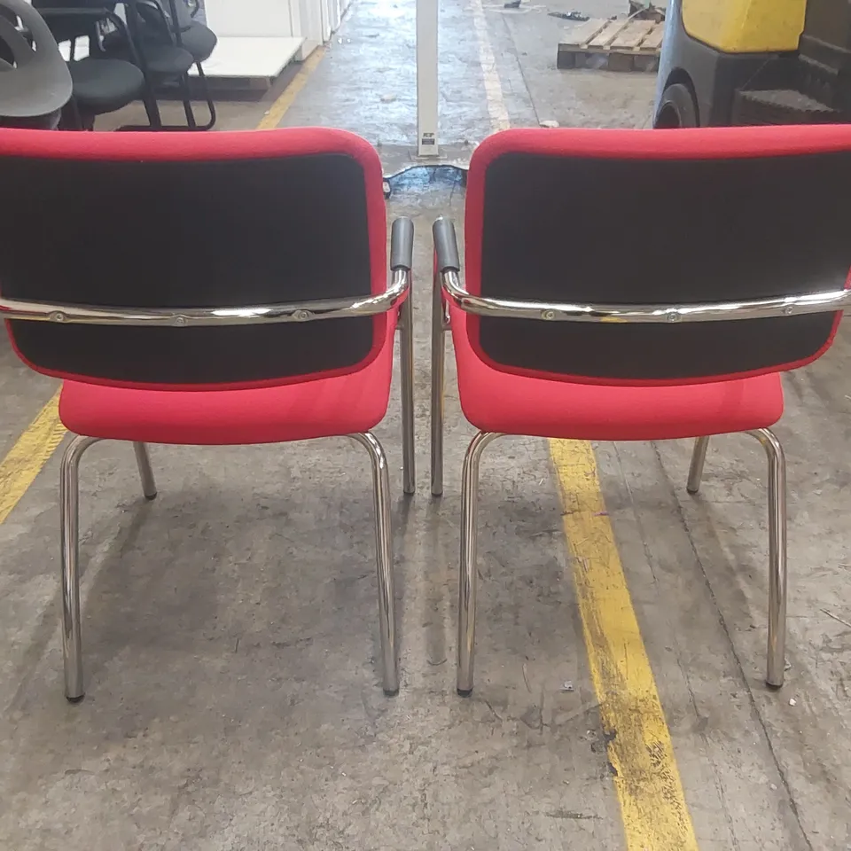 PAIR OF UPHOLSTERED RED OFFICE CHAIRS
