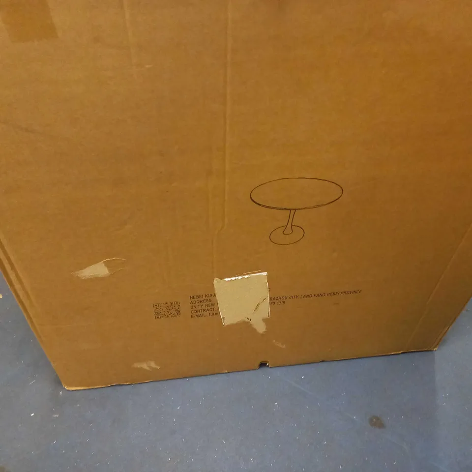BOXED WHITE CIRCULAR COFFEE TABLE