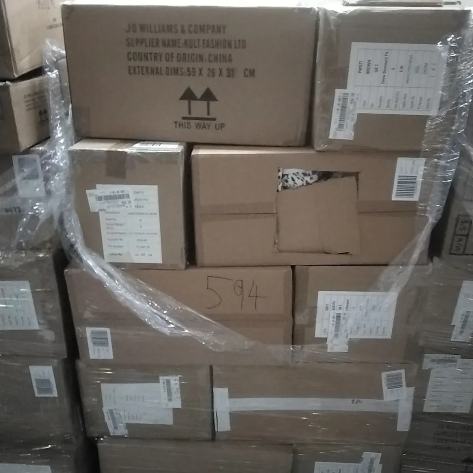 A PALLET TO CONTAIN APPROXIMATELY 100 BRAND NEW DESIGNER WOMEN'S CLOTHES WHICH INCLUDE; JD WILLIAMS TOPS, CARDIGANS, SIMPLY BE SANDALS ETC