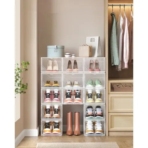 BOXED 6 PAIR STACKABLE SHOE STORAGE BOX