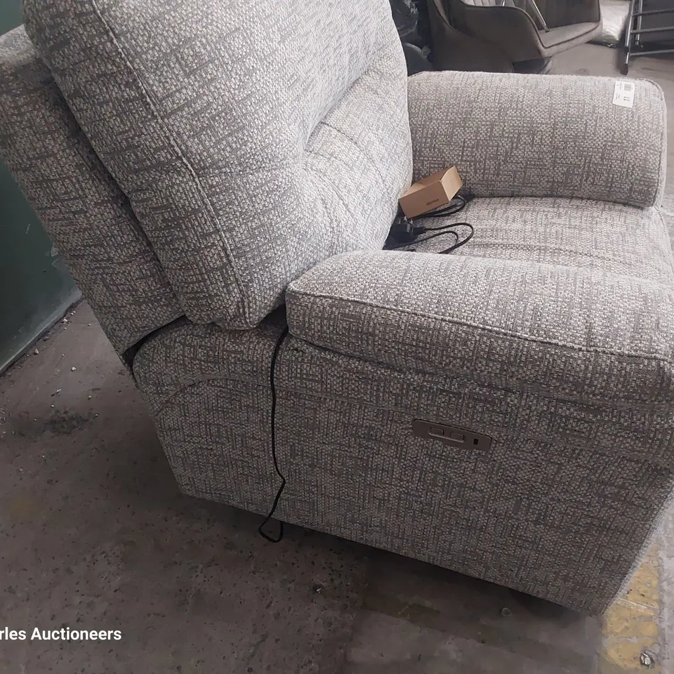 QUALITY BRITISH DESIGNER G PLAN SEATTLE POWER RECLINING EASY CHAIR REMCO LIGHT GREY FABRIC 