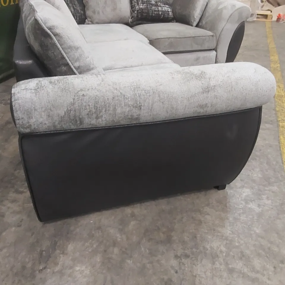 QUALITY DESIGNER UPHOLSTERED CORNER SOFA - BLACK & GREY