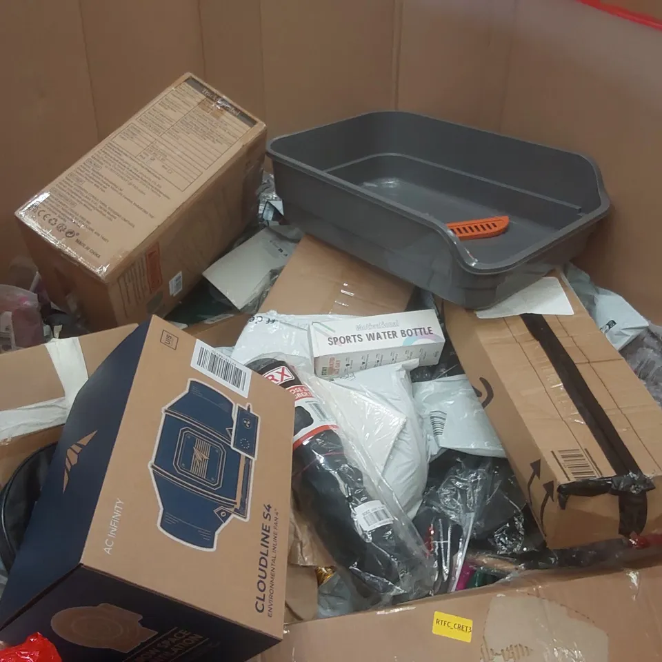 PALLET CONTAINING A VERY LARGE QUANTITY OF ASSORTED ITEMS INCLUDING: AC INFINITY CLOUDLINE S4 INLINE FAN, FOLDABLE BATHTUB, SPORTS WATER BOTTLE, CAR BOOT TRAY ECT