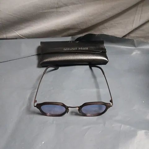 EXPLICIT POETS SUNGLASSES WITH BLACK FRAME AND BLUE LENSES – CASE INCLUDED