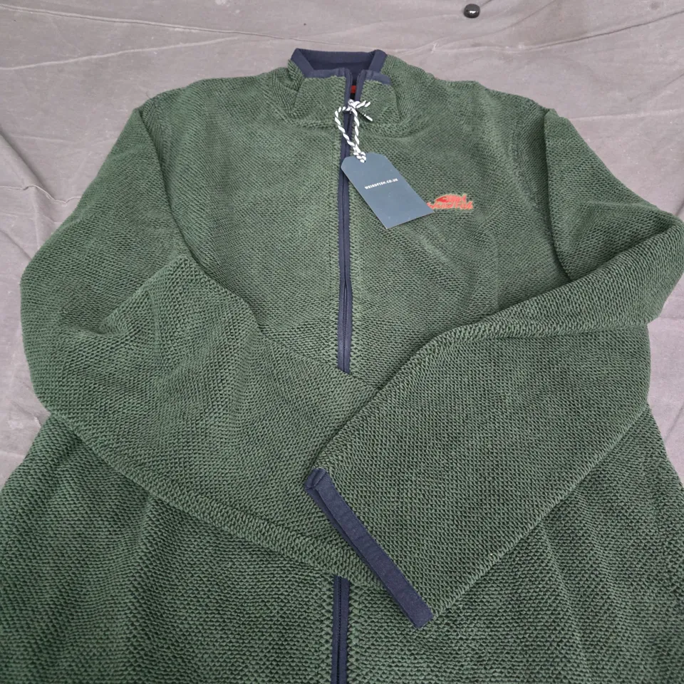 WEIRD FISH OLIVE GREEN FLEECE JACKET – UK MEDIUM 