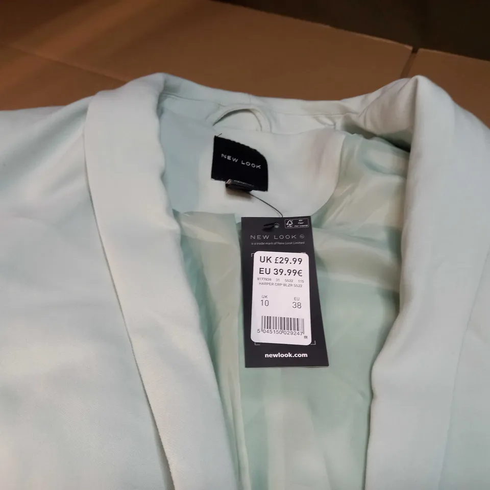 NEW LOOK MINT GREEN CROPPED BLAZER - SIZE 10