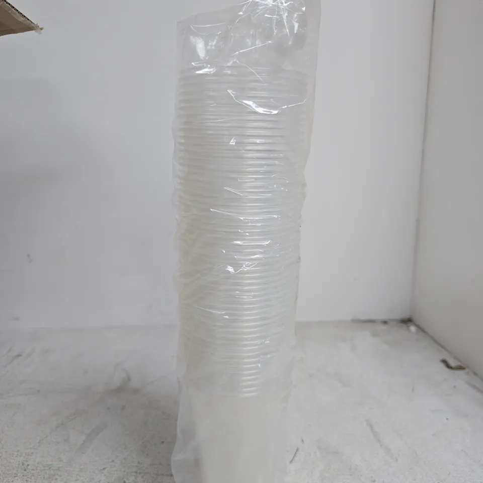BOXED LARGE AMOUNT OF CLEAR PLASTIC CUPS
