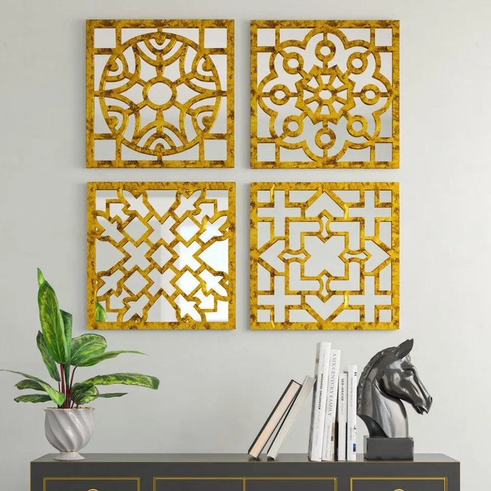 4 PIECE JACINTH MIRRORED WALL DOOR SET