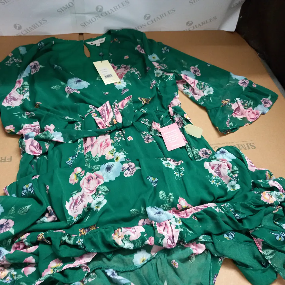 YUMI GREEN FLORAL DRESS - UK 20