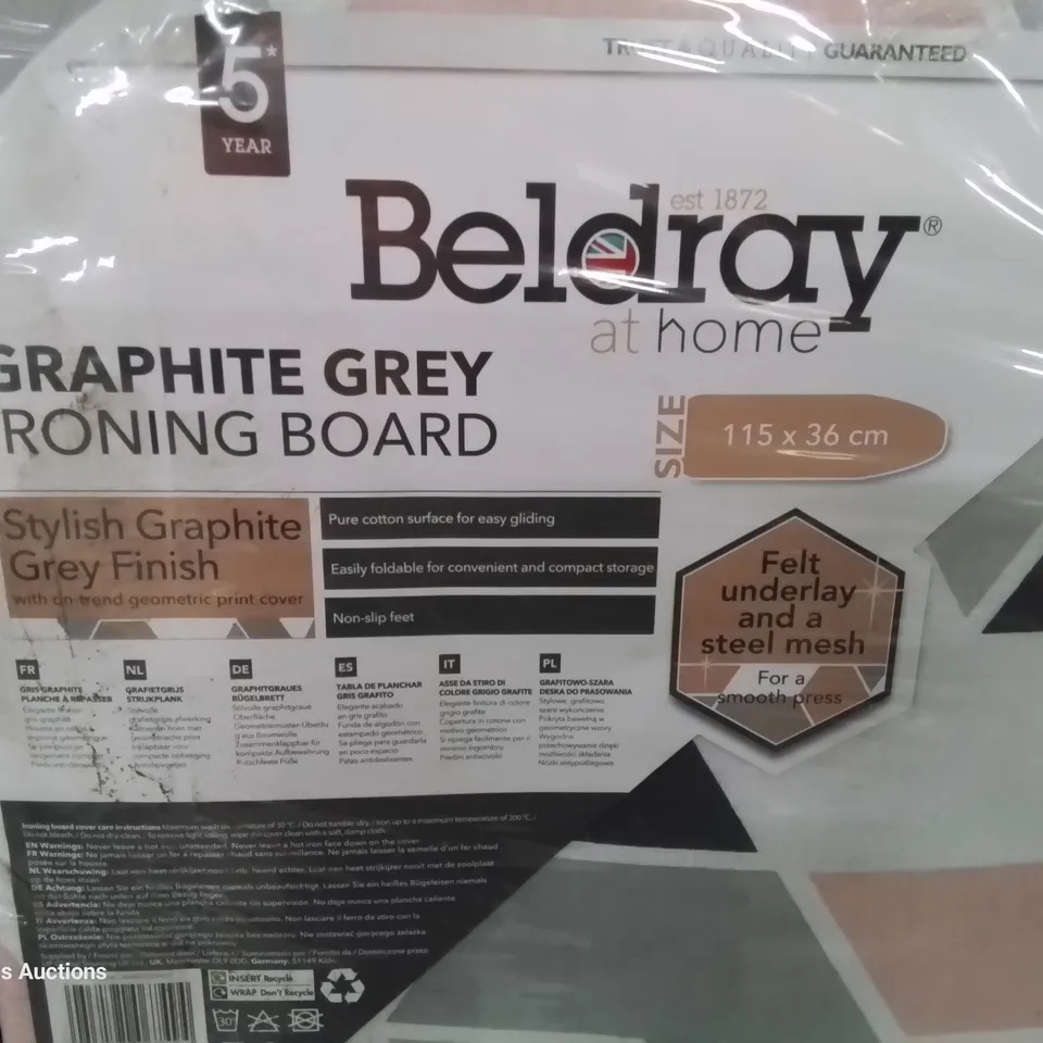 BELDRAY GRAPHITE GREY IRONING BOARD WITH COVER