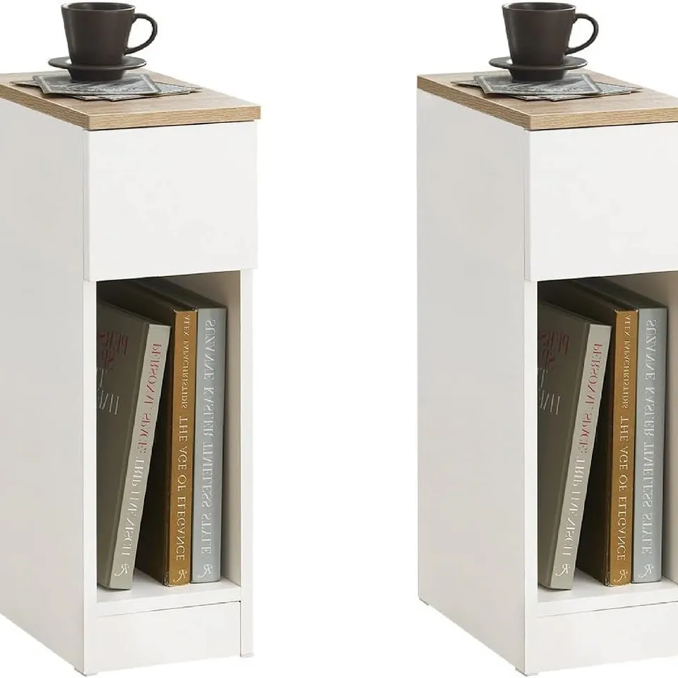 BOXED SOBUY SLIM BEDSIDE TABLE BEDSIDE CABINET NARROW SIDE TABLE NIGHTSTAND WITH DRAWER AND SHELF 