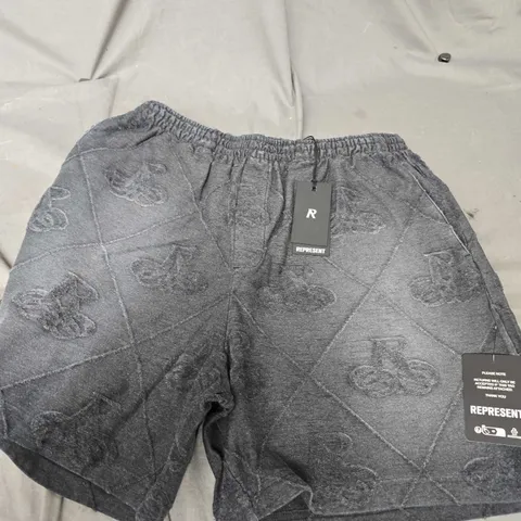REPRESENT TOWELLING SHORTS IN BLACK - L