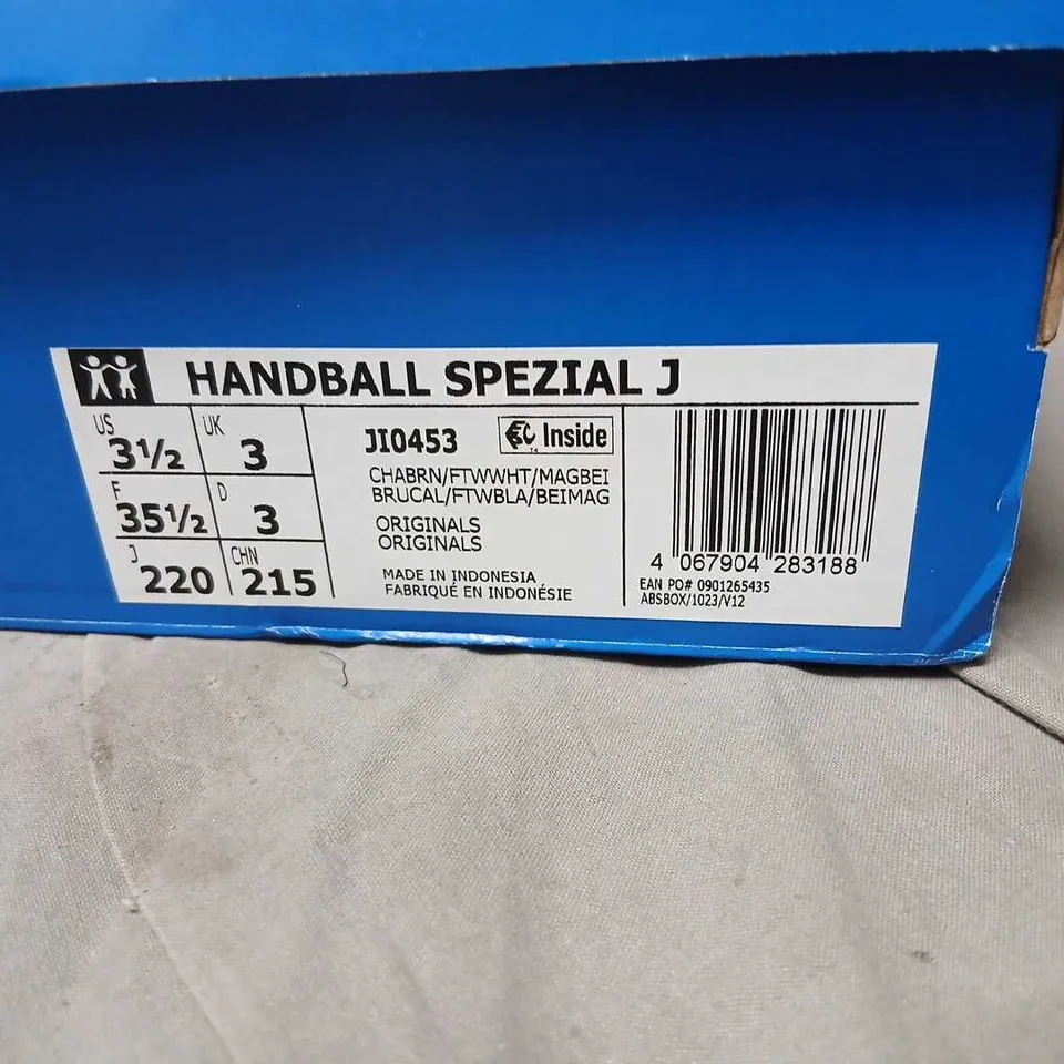 ADIDAS HANDBALL SPEZIAL J BROWN SUEDE TRAINERS – UK 3 (US 3.5, EU 35 1/2)