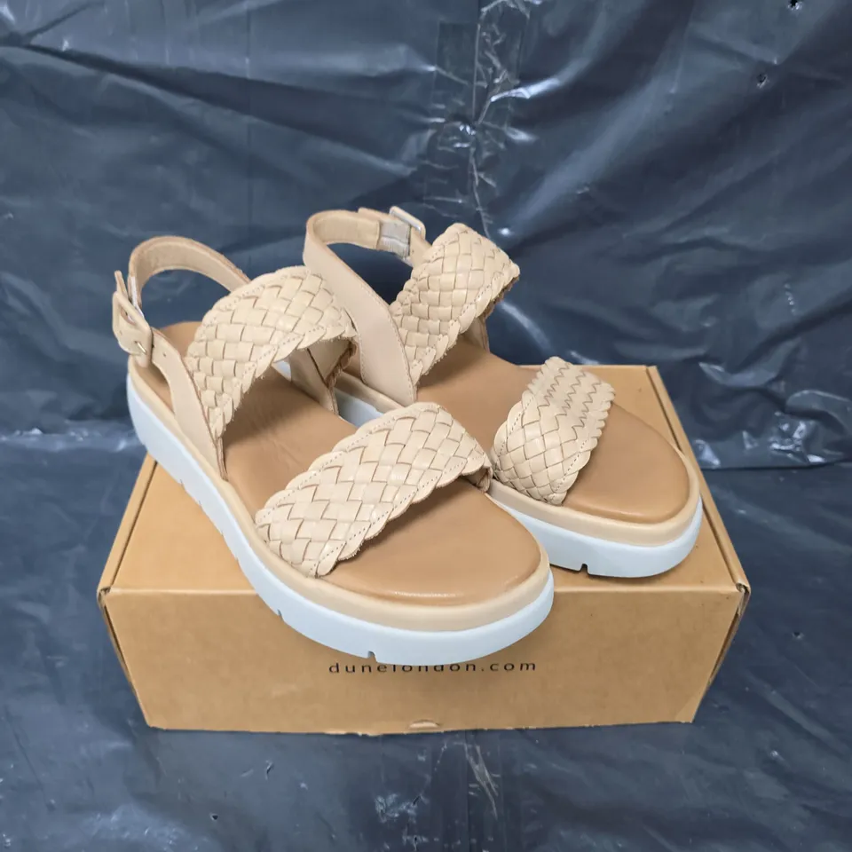 BOXED PAIR OF DUNE WOVEN STRAP SANDALS - 6