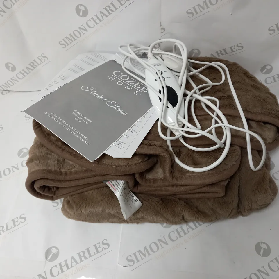 BOXED COZEE HOME HEATED BLANKET IN TAUPE