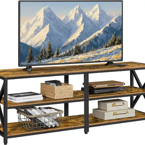 BOXED YAHEETECH TV STAND FOR TVS UP TO 70 INCH - RUSTIC BROWN (1 BOX)