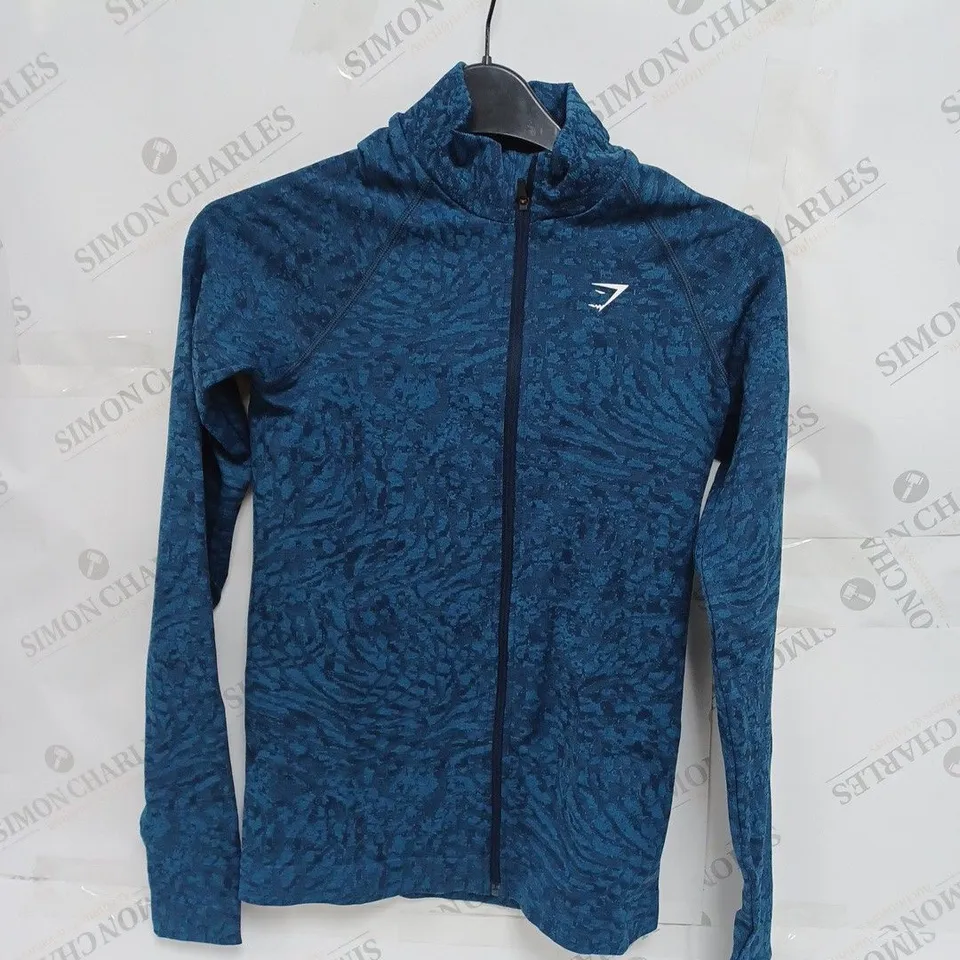 GYMSHARK NAVY LOGO LONG SLEEVE JACKET- XS