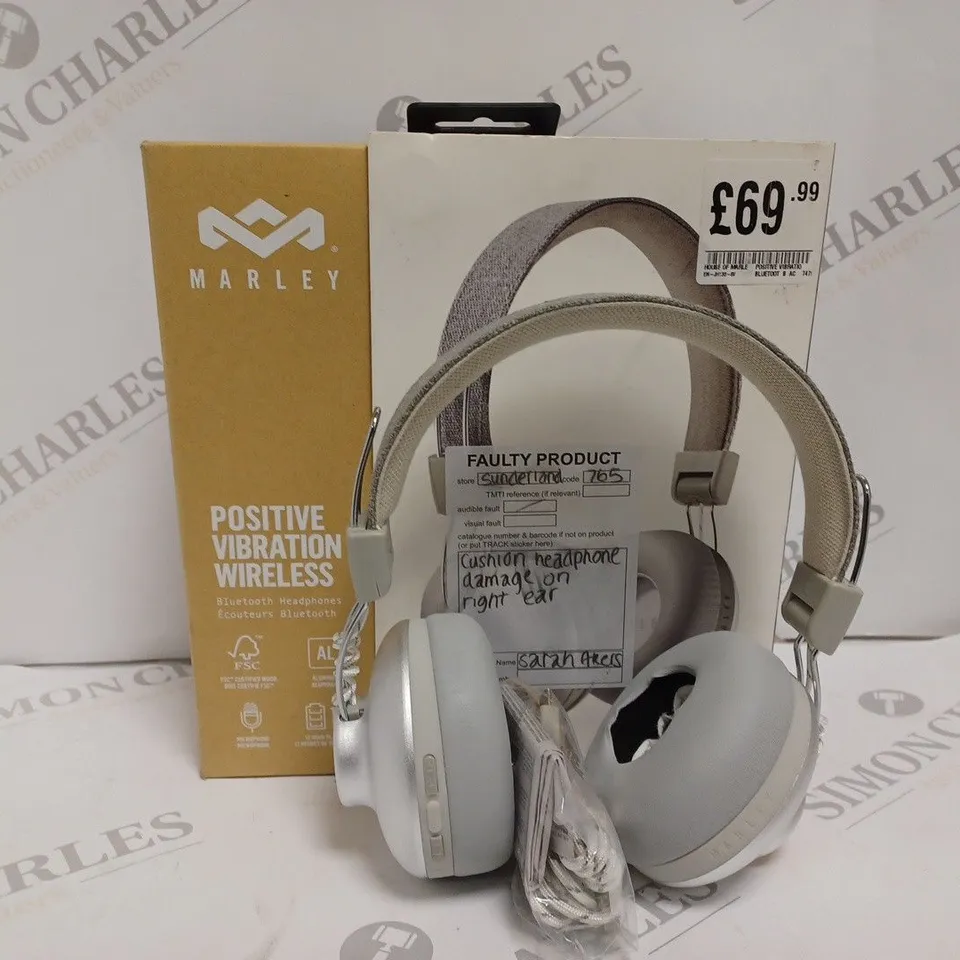 BOXED HOUSE OF MARLEY POSITIVE VIBRATIONS 2 WIRELESS BLUETOOTH HEADPHONES