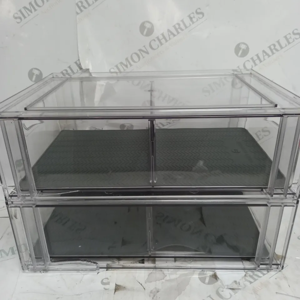 COOKS ESSENTIAL SET OF 2 STACKABLE STORAGE BOXES WITH REMOVABLE DIVIDERS