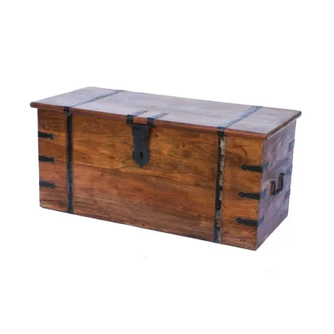 BOXED BALIC SOLID WOOD TRUNK COFFEE TABLE WITH STORAGE (1 BOX)