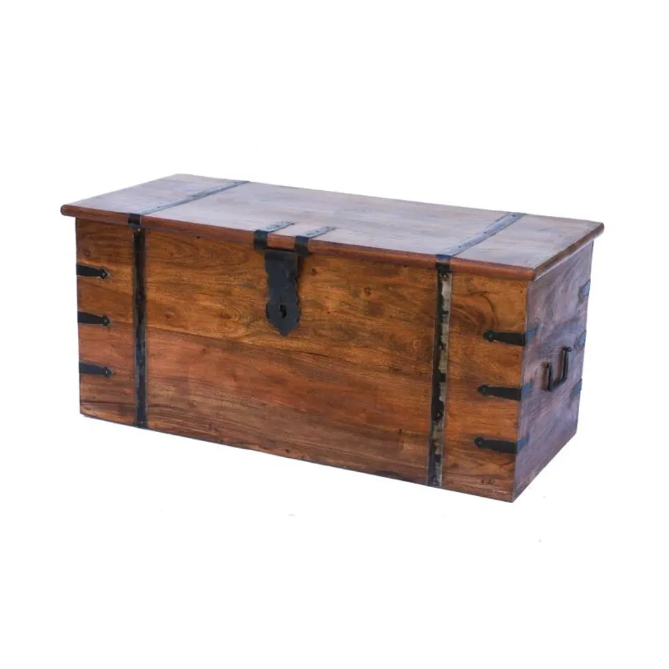 BOXED BALIC SOLID WOOD TRUNK COFFEE TABLE WITH STORAGE (1 BOX)