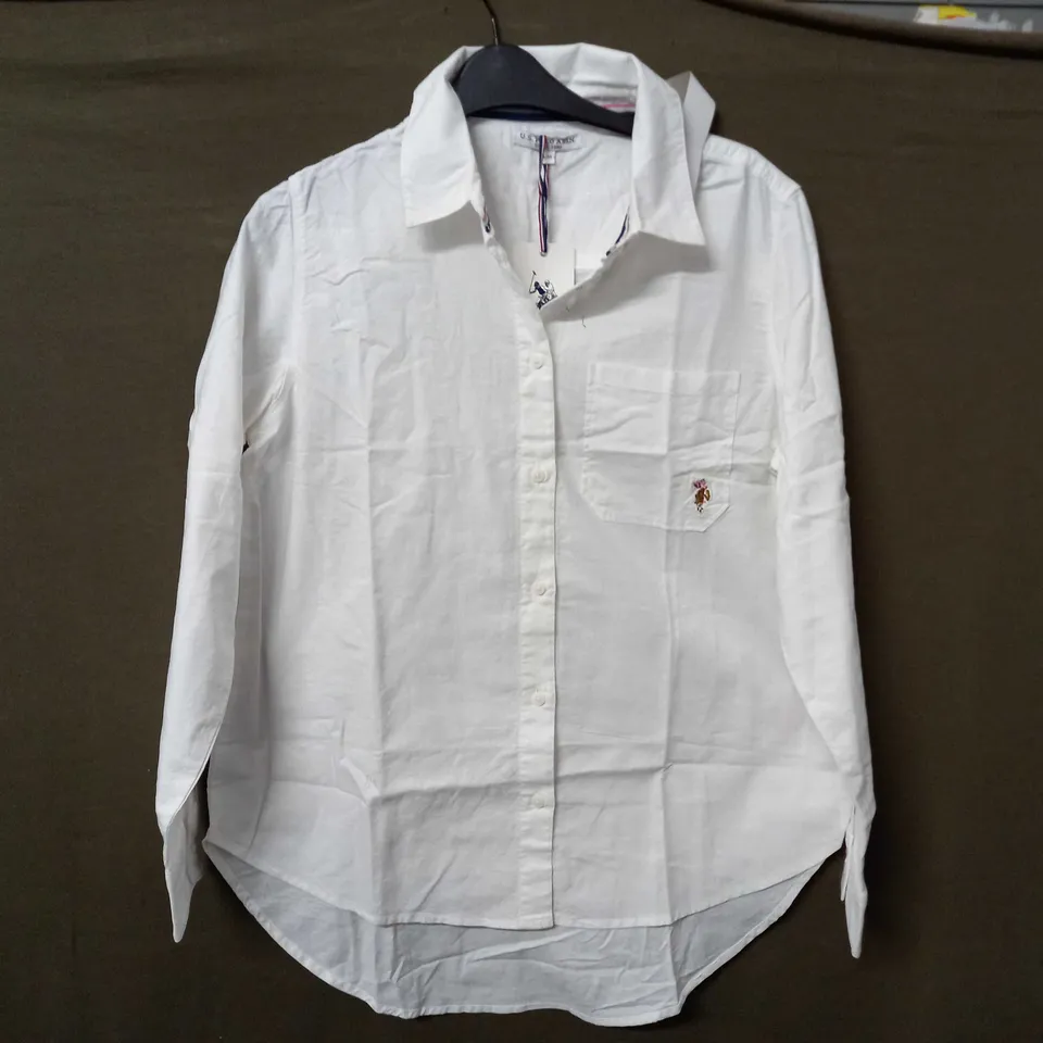 US POLO BUTTON UP EMBROIDED LOGO SHIRT IN WHITE - LARGE/14