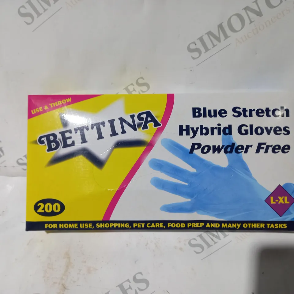 BOX OF 10 BETTIINA 200 BLUE STRECH HYBRID GLOVES POWDER FREE- L-XL
