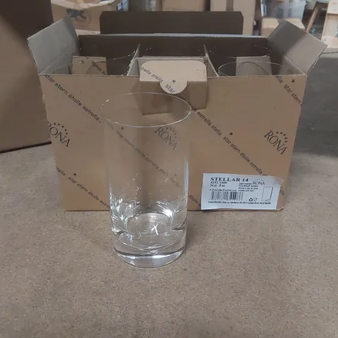 BOX CONTAINING APPROXIMATELY 44x BRAND NEW RONA 240ML JUICE TUMBLERS