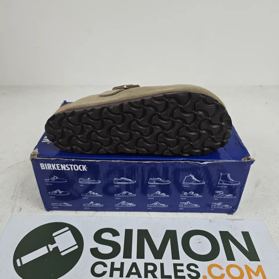 BOXED PAIR OF BIRKENSTOCK BOSTON BS IN TAUPE - UK 5