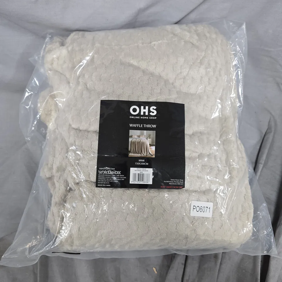 BAGGED OHS WAFFLE THROW IN MINK (150X200CM)