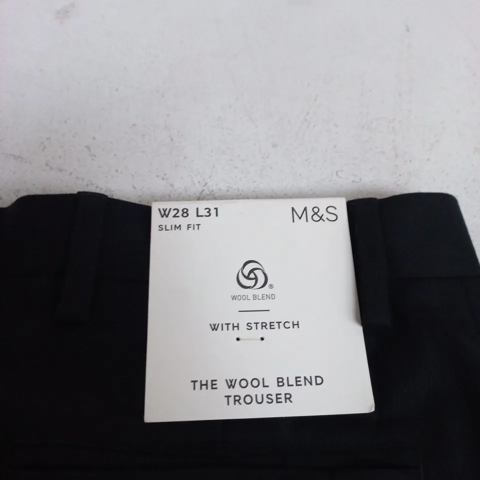 M&S WOOL BLEND TROUSERS – SLIM FIT, 28W X 31L