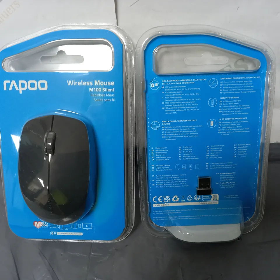 LOT OF 5 BRAND NEW RAPOO M100 SILENT WIRELESS MOUSES