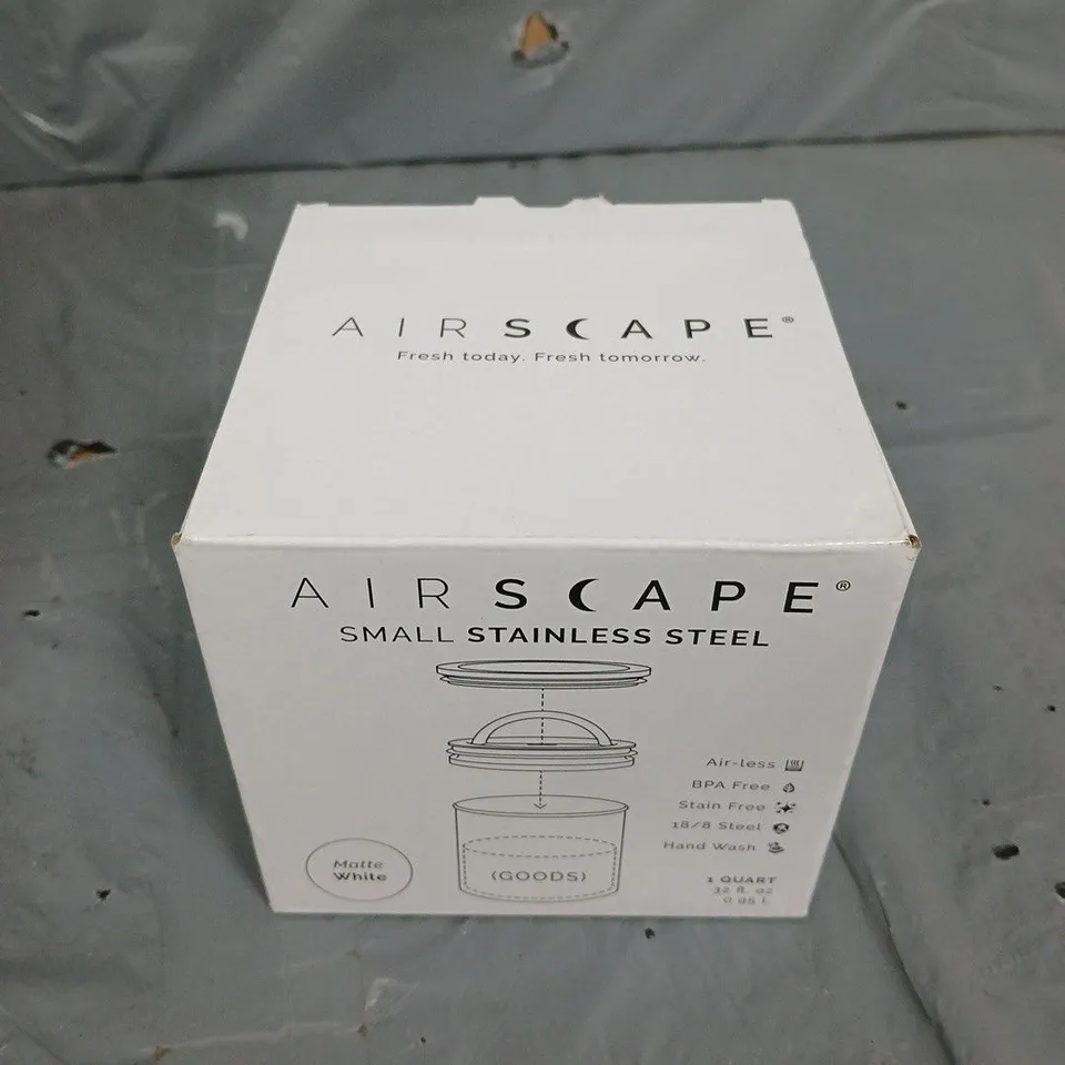 BOXED AIRSCAPE STAINLESS STEEL COFFEE CONTAINER IN MATTE WHITE 