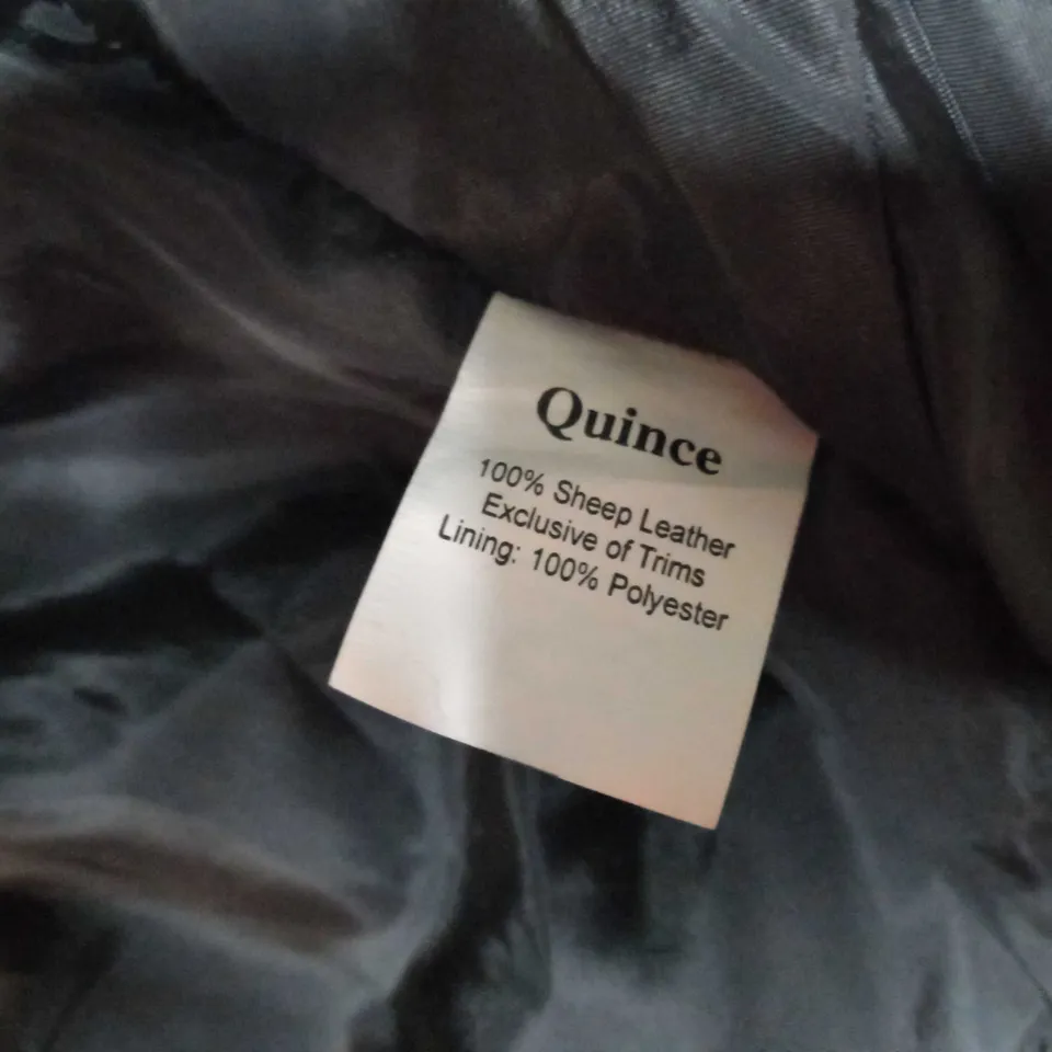 QUINCE SHEEP LEATHER BLACK BIKER JACKET - LARGE