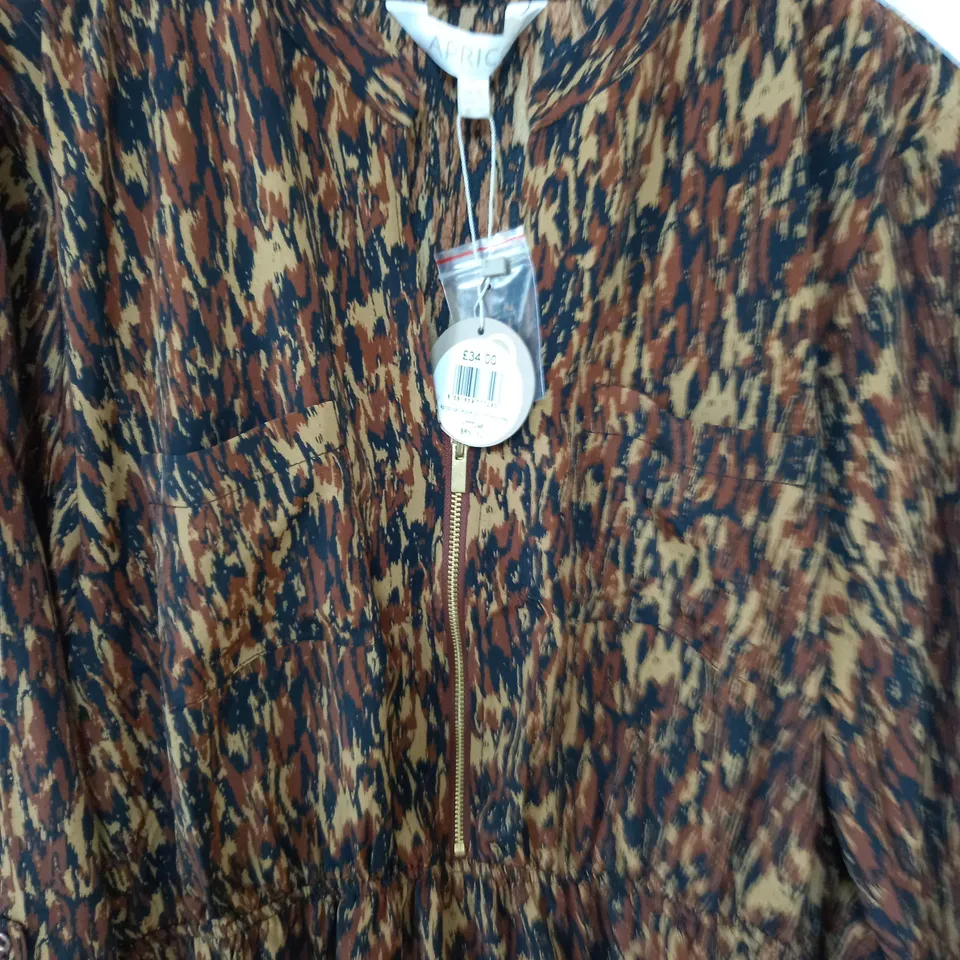 APRICOT IKAT TEXTURE ZIP FRONT MIDI DRESS - XL